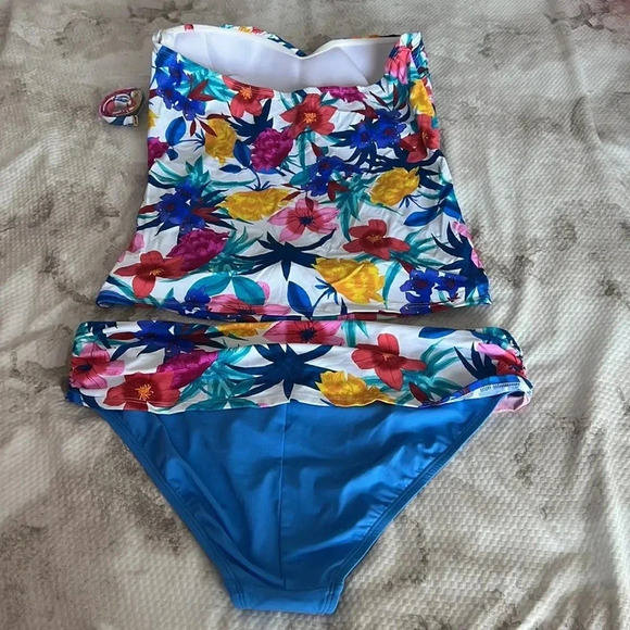 Bleu Rod Beattie A Place In The Sun Twist Front Tankini Top and Bottom Size 14 - Picture 10 of 12